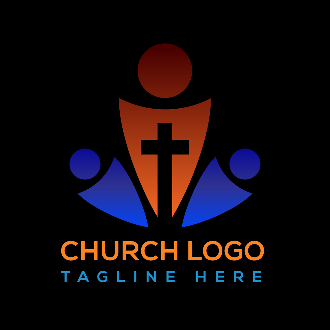 Cross Church Logo Black Template cover image.