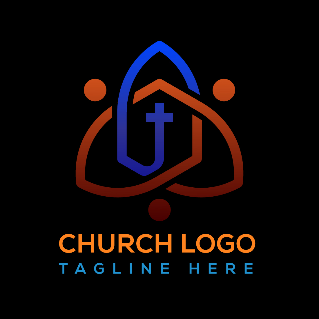 Church Logo Design Template with black background.
