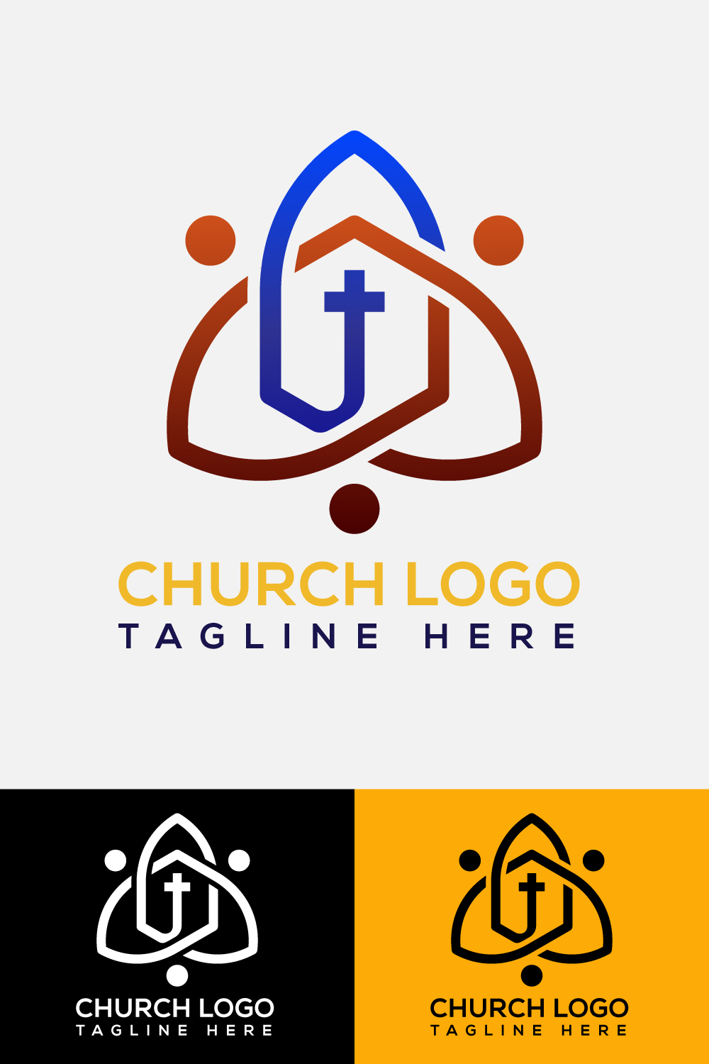 Church Logo Design Template Pinterest collage image.
