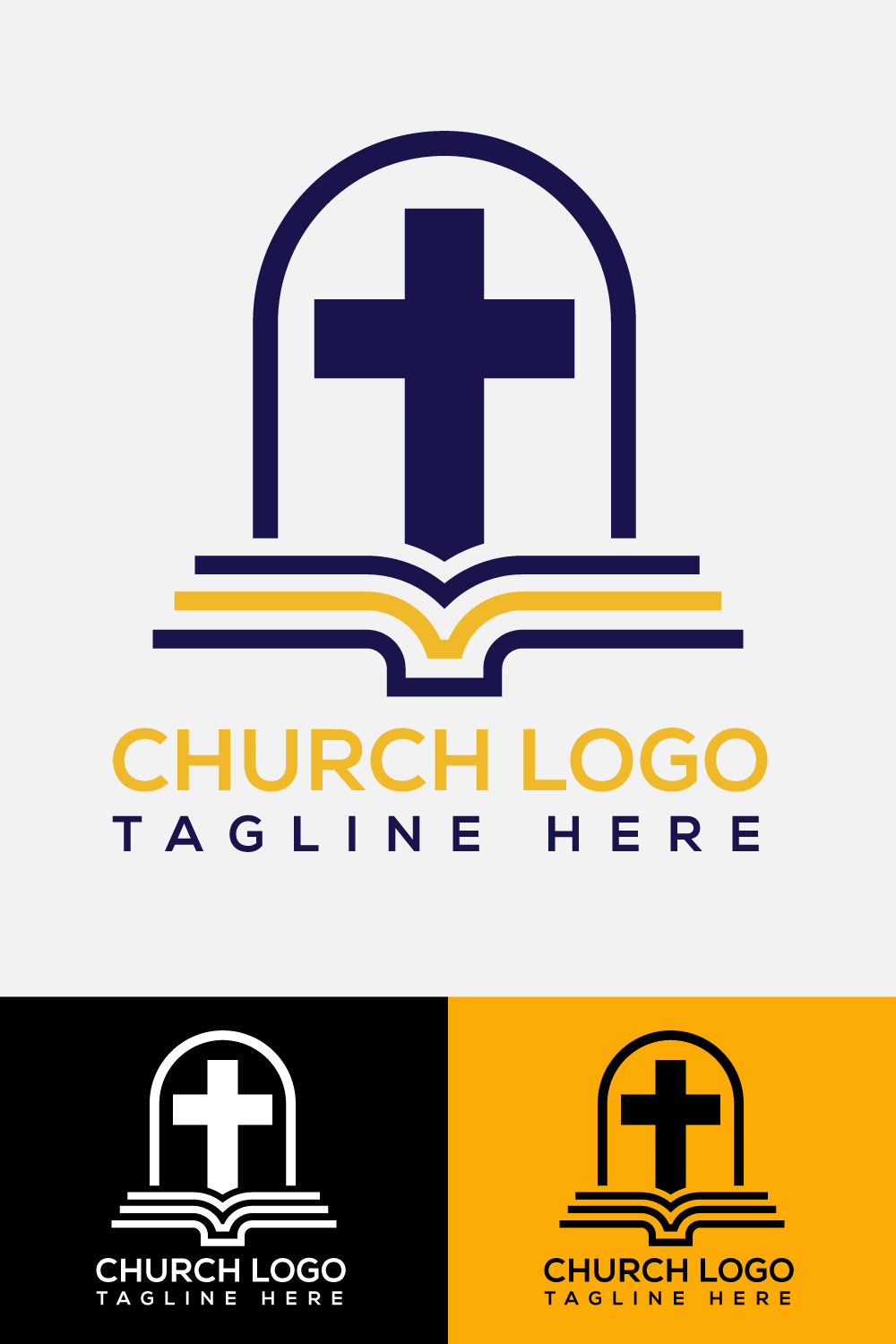 Church Logo Design Vector Illustration Pinterest collage image.