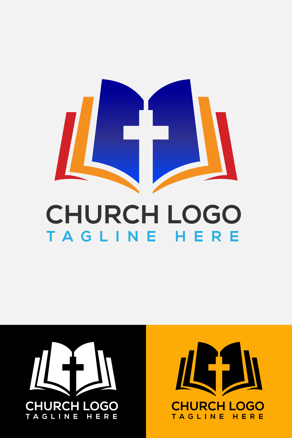 Church Cross Symbol Logo Black Design pinterest image.