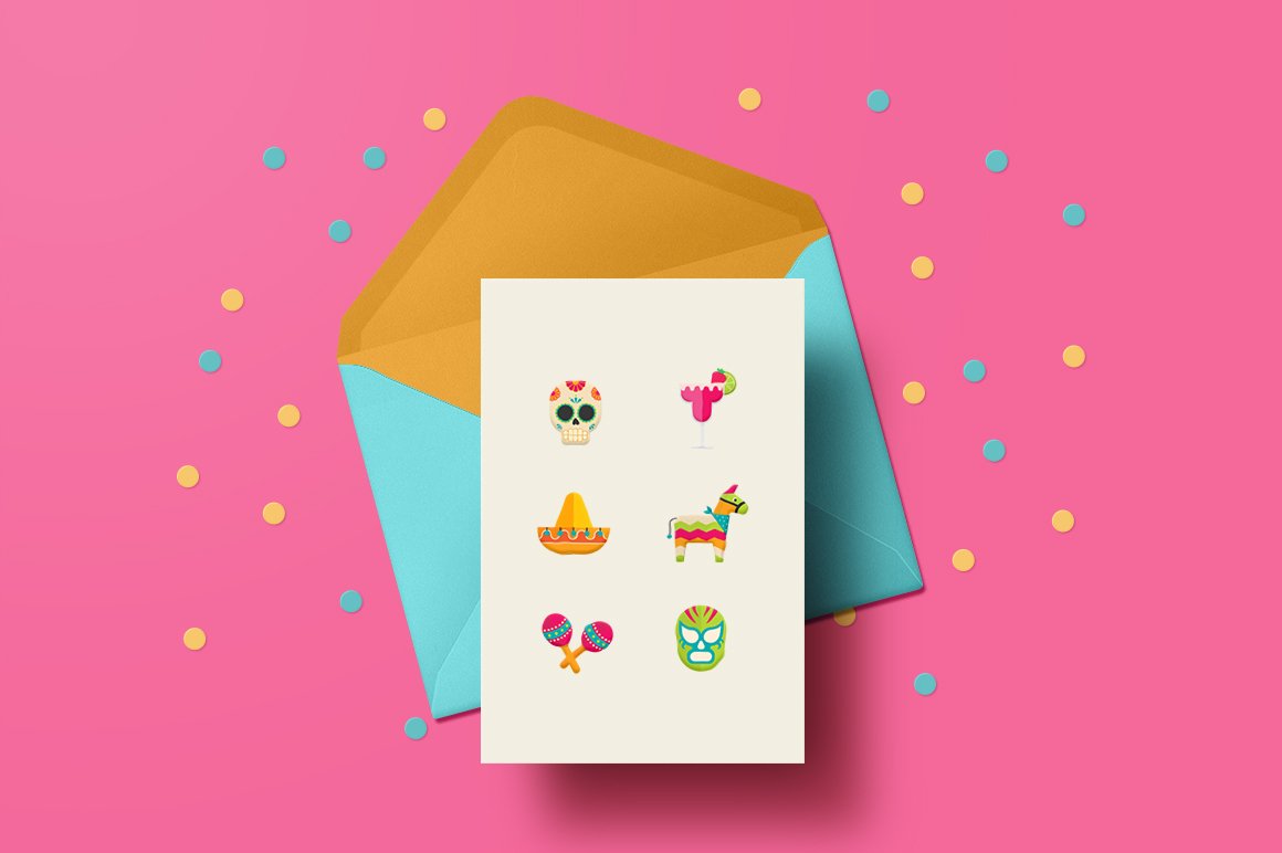 Bright pink background with the light card with the small Fiesta prints.