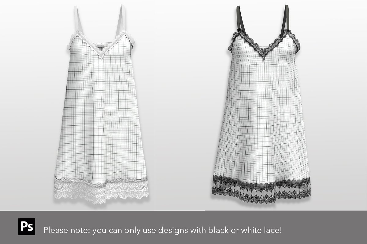 You can only use designs with black or white lace.