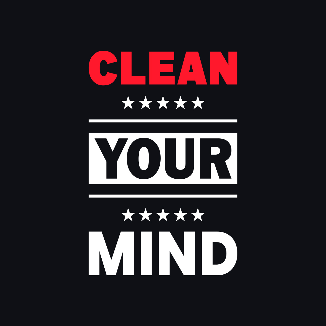 Image with adorable "clear your mind" caption in red and white colors.