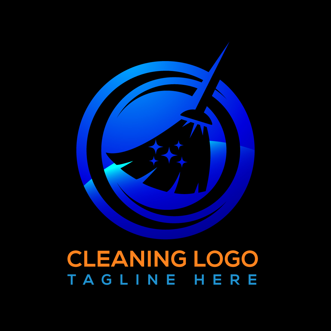 Cleaning Broom Service Black Logo Design cover image.