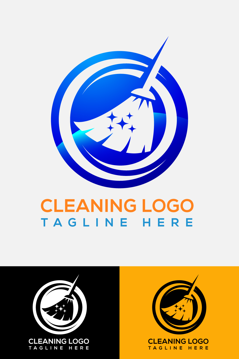 Broom Cleaning Service Logo Design pinterest image.