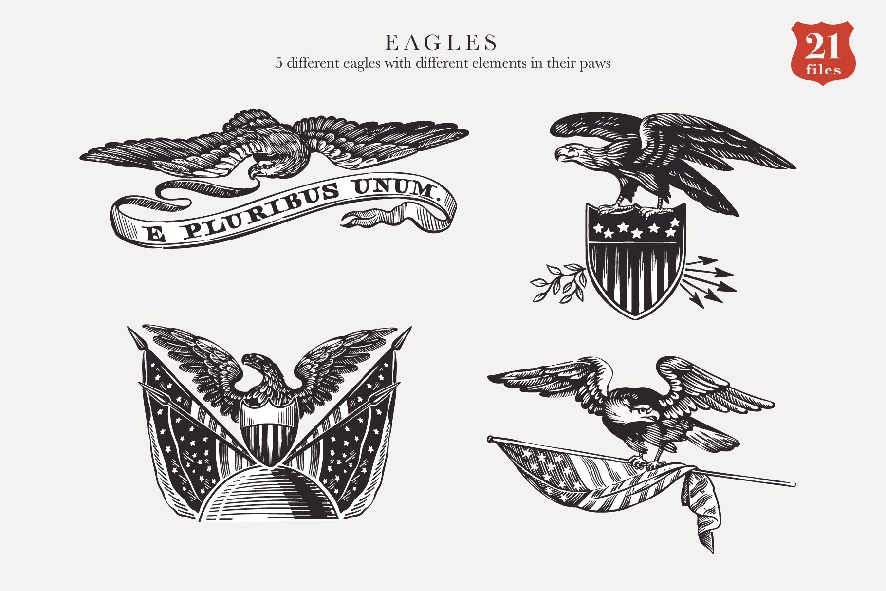 BW eagles in a hand drawn style.