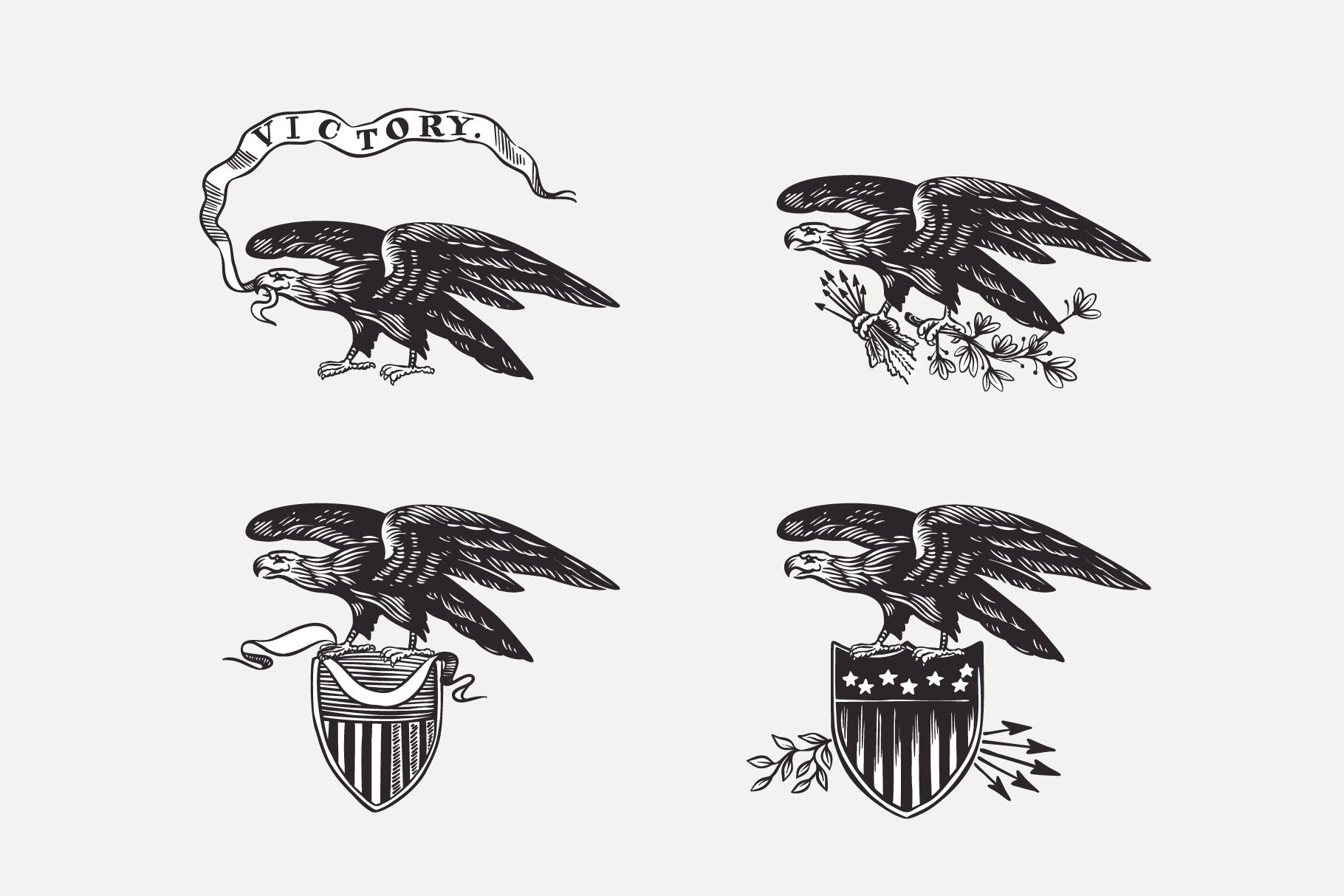 Eagles with the ribbons and other elements.