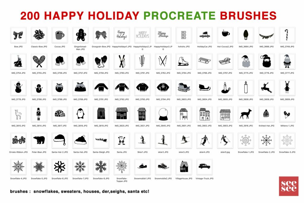 200 Happy Holiday Procreate Brushes – MasterBundles