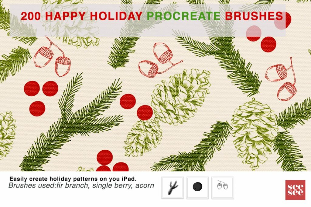 200 Happy Holiday Procreate Brushes – MasterBundles