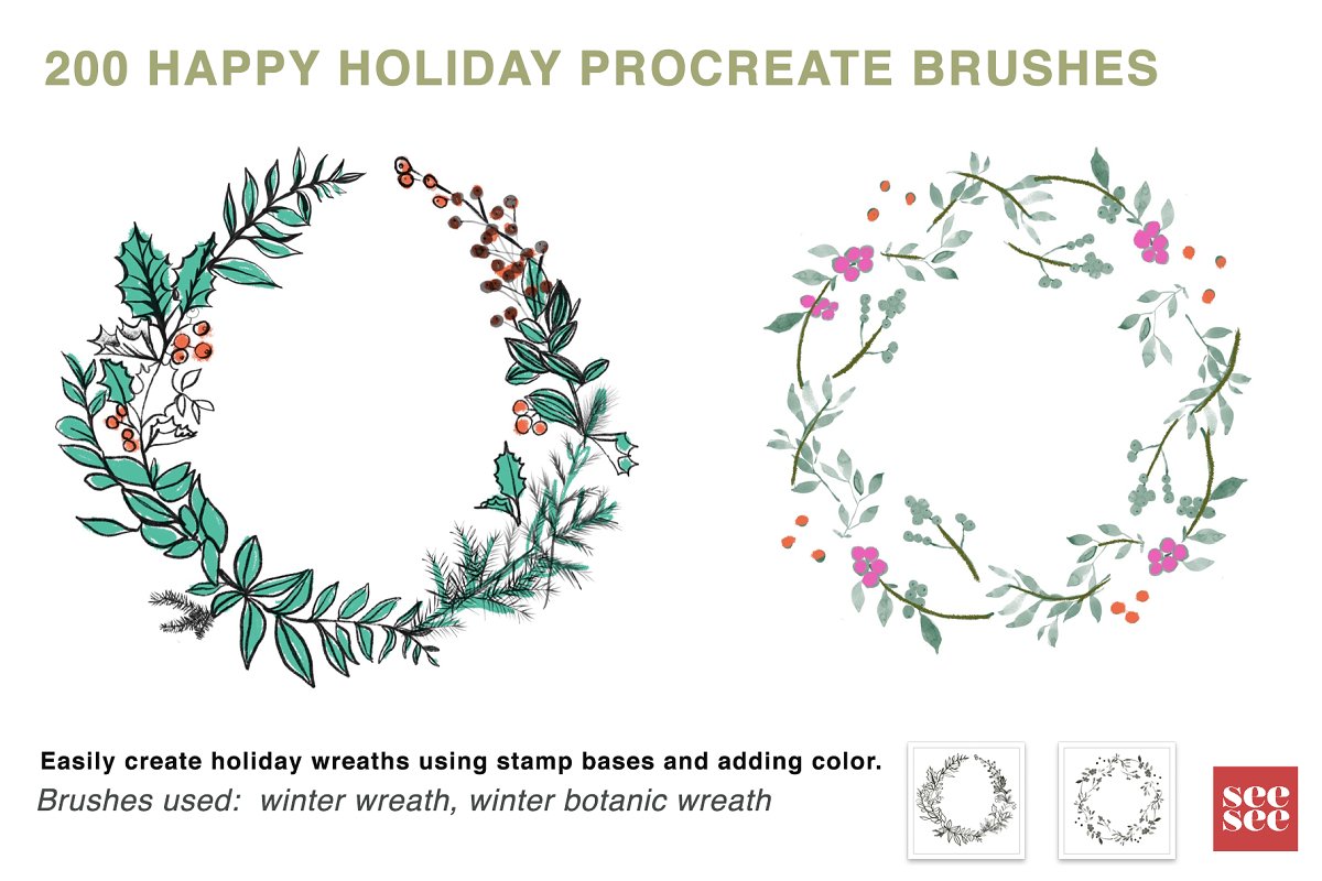 Easily create holiday wreaths using stamp bases and adding color.