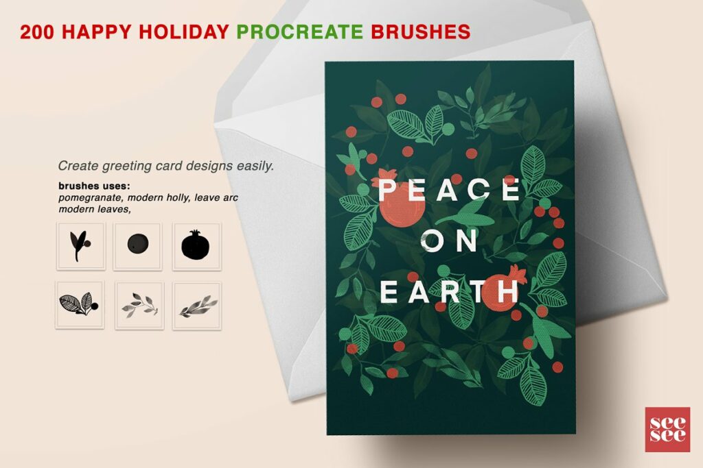 200 Happy Holiday Procreate Brushes – MasterBundles