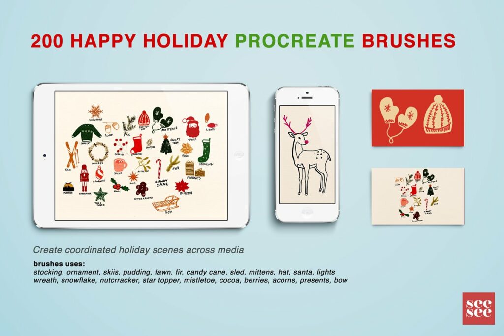 200 Happy Holiday Procreate Brushes – MasterBundles