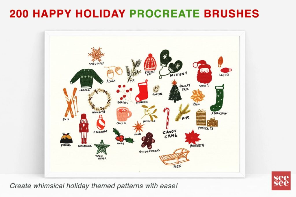 200 Happy Holiday Procreate Brushes – MasterBundles