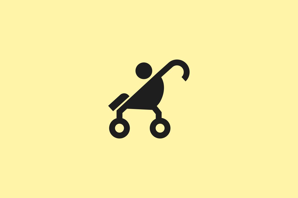 Light yellow background with the lonely stroller.