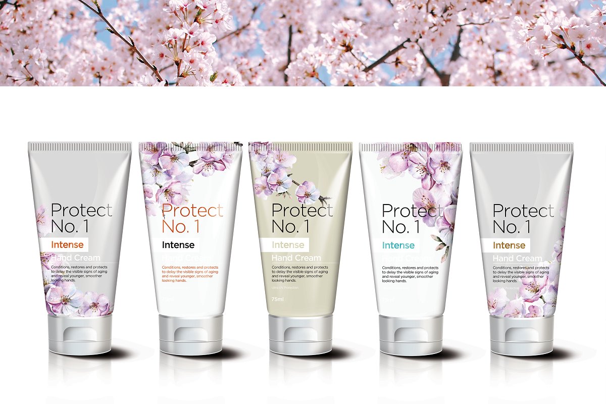 Hand creams with cherry blossom.