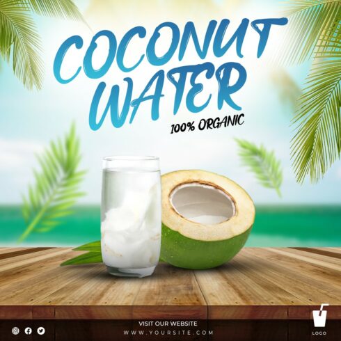 Coconut Water Social Media Post Template - main image preview.