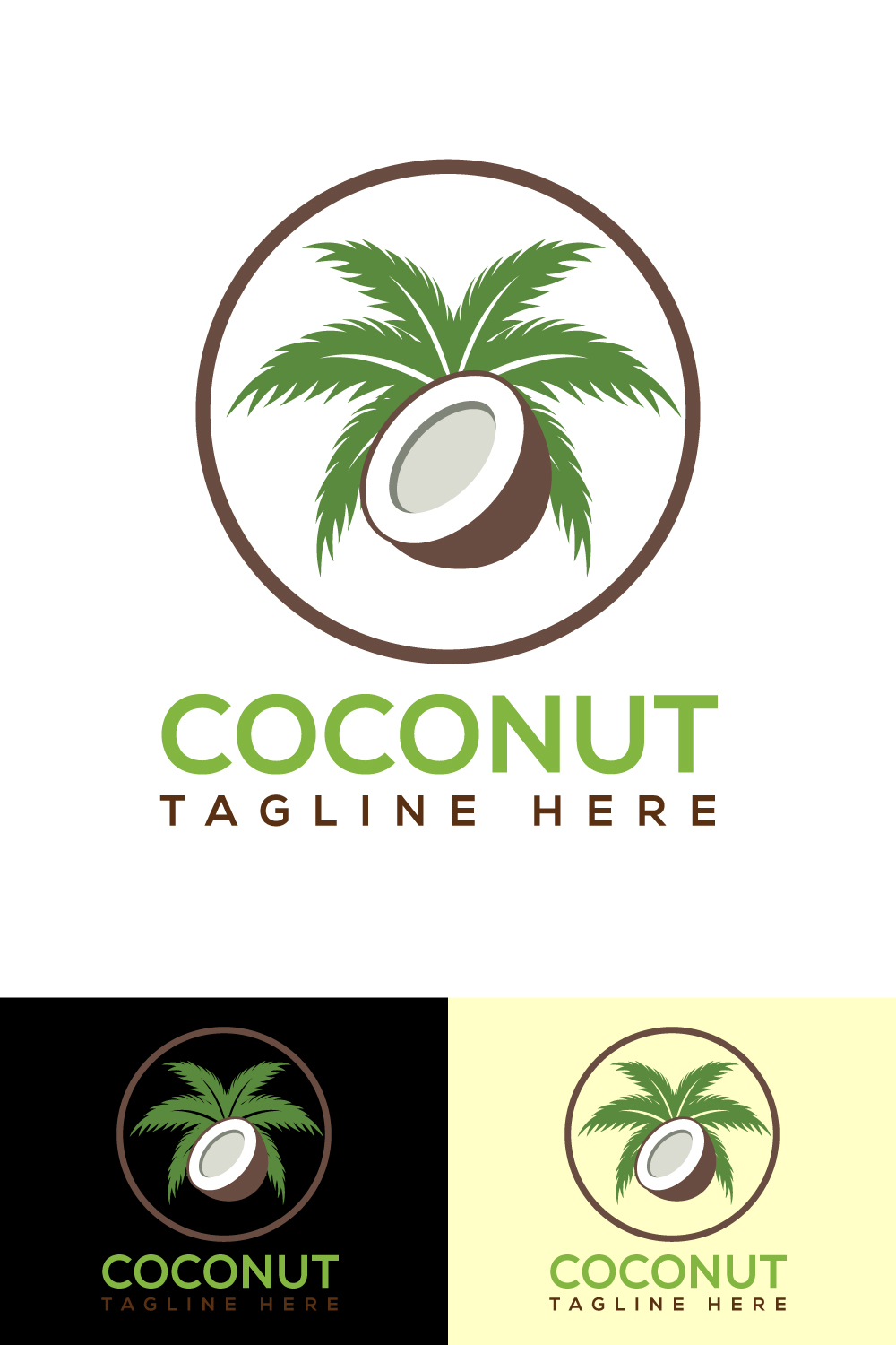Coconut Beverage Logo Vector Design pinterest image.