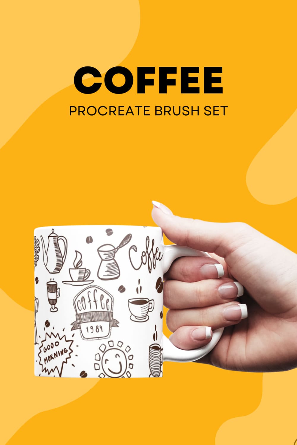 Coffee Procreate Brush Set - pinterest image preview.