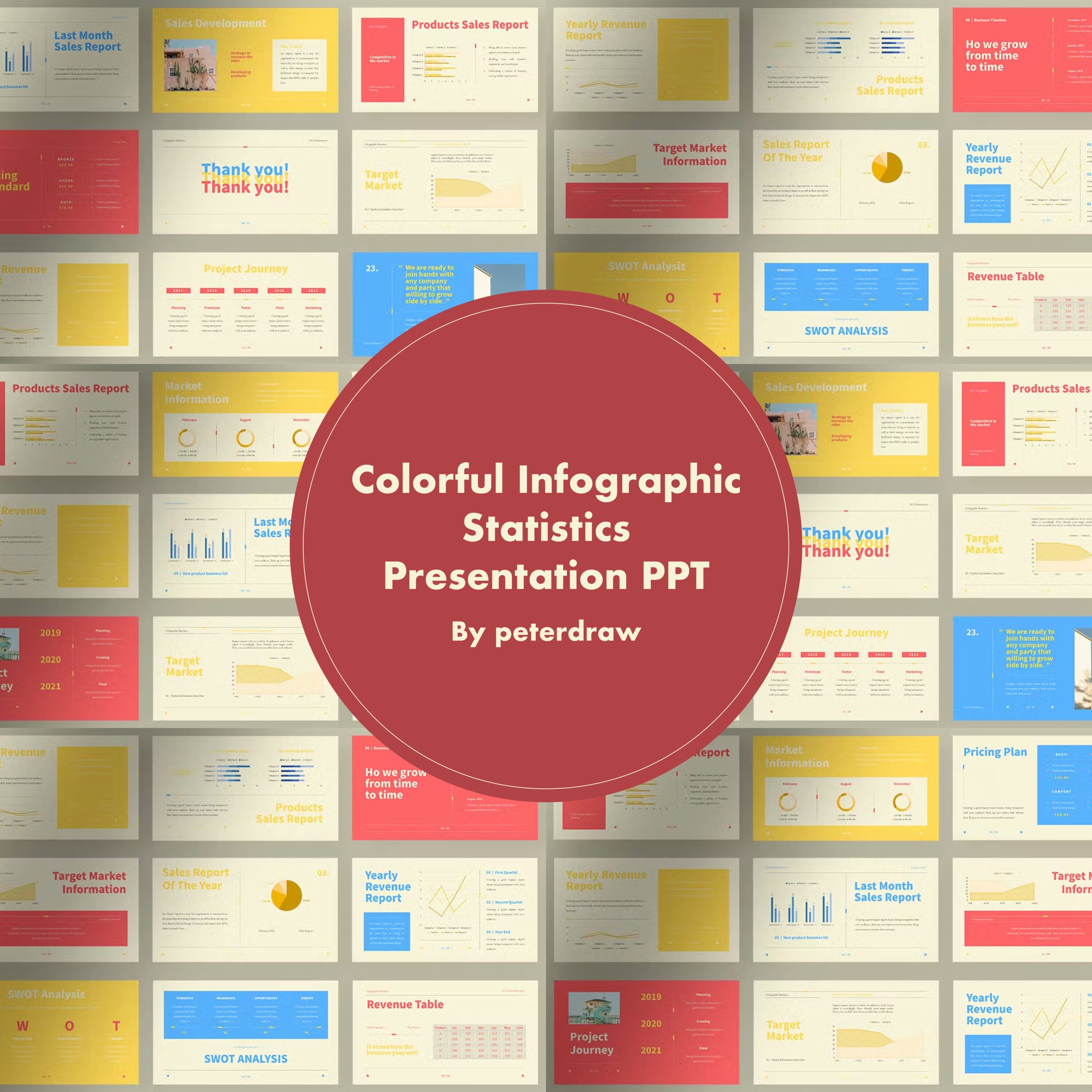 Colorful Infographic Statistics Presentation PPT - main image preview.