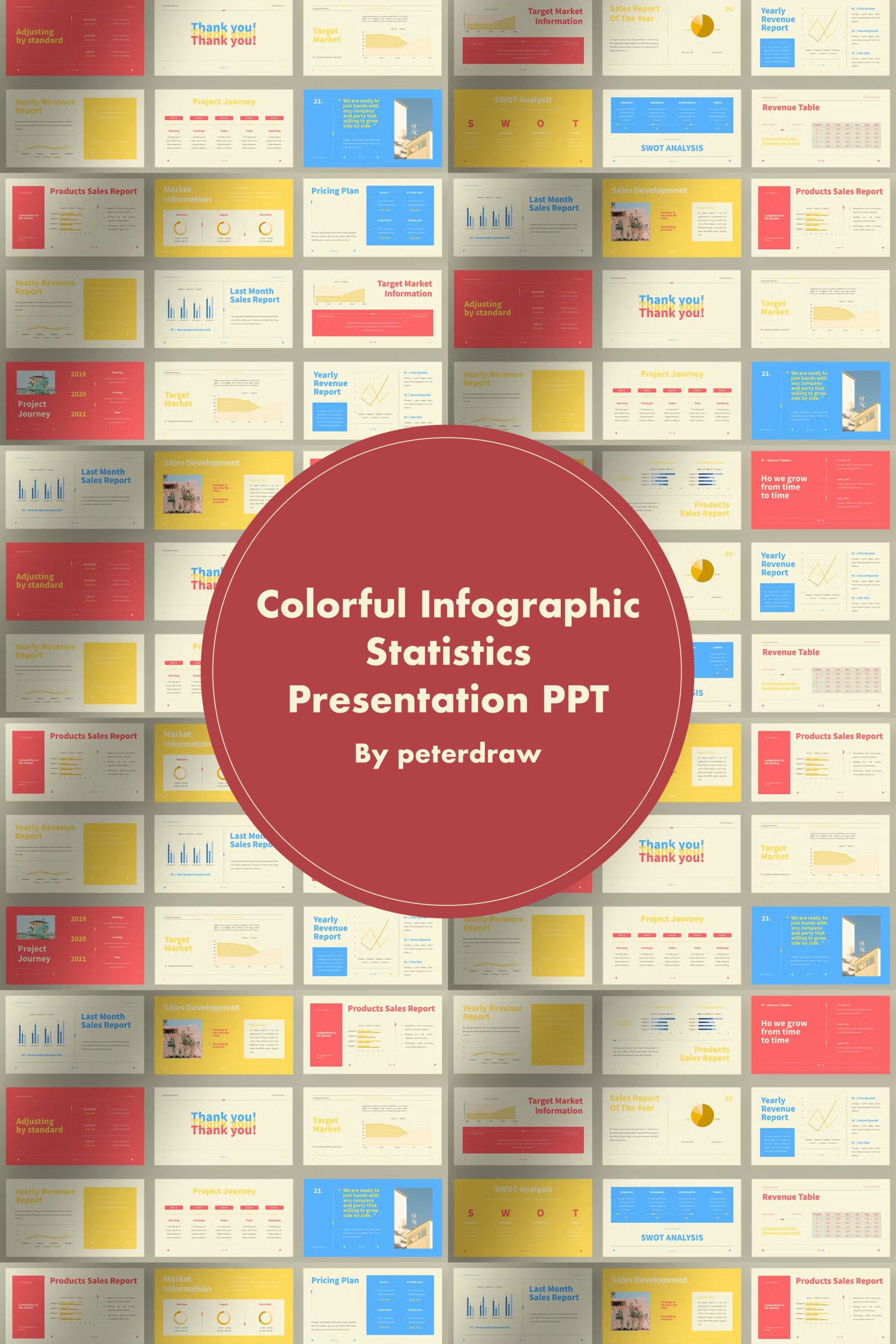 Colorful Infographic Statistics Presentation PPT - pinterest image preview.