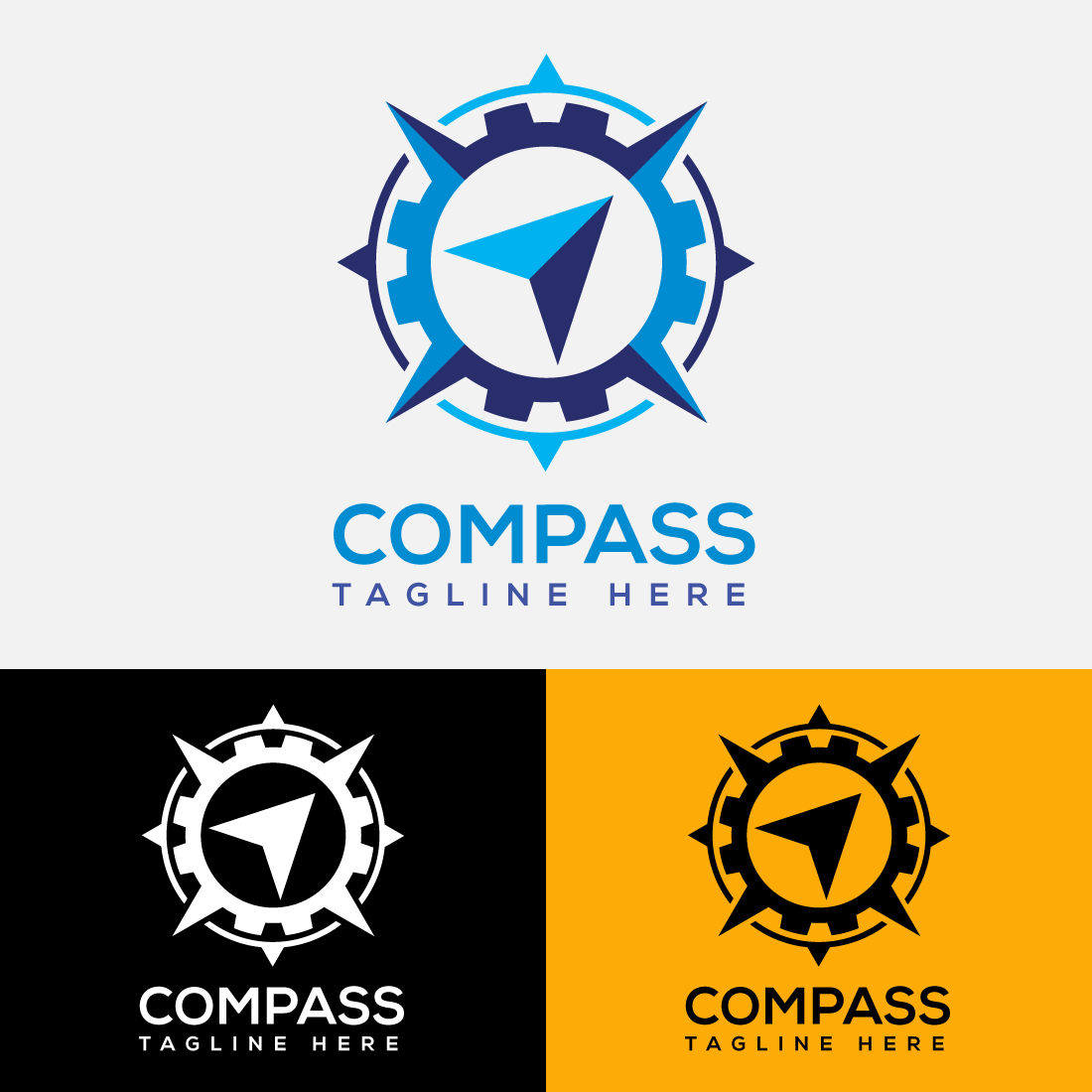Collection of images of exquisite round logos in the form of a compass.