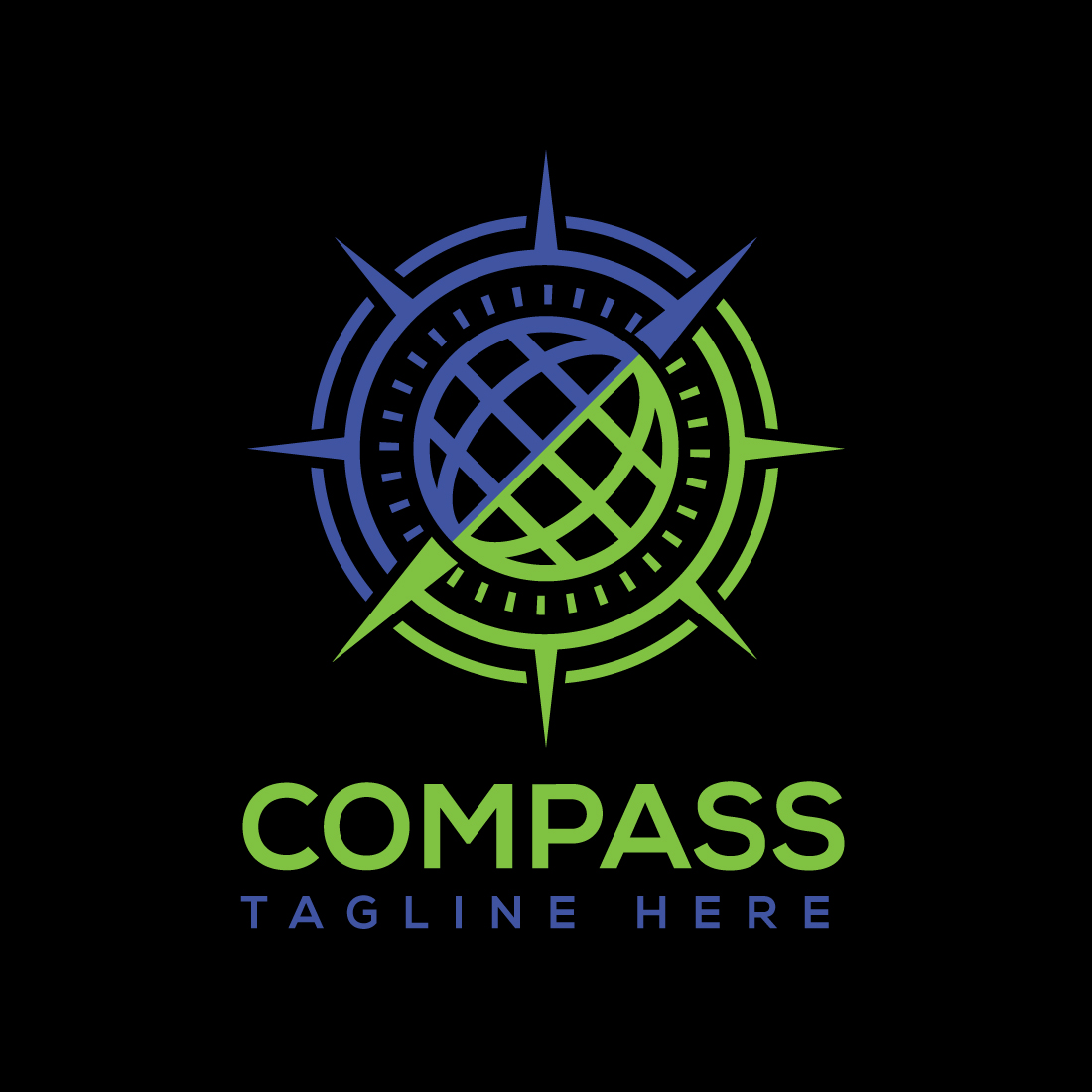 Irresistible image of a round logo in the form of a compass on a black background.