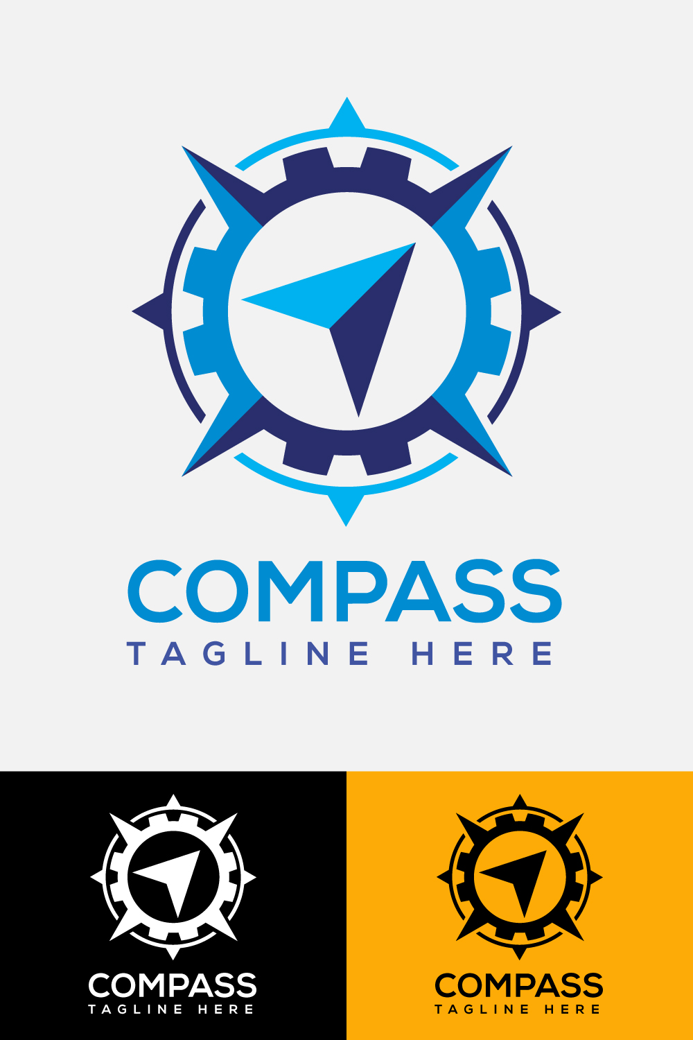 Pack of images of beautiful round logos in the form of a compass.