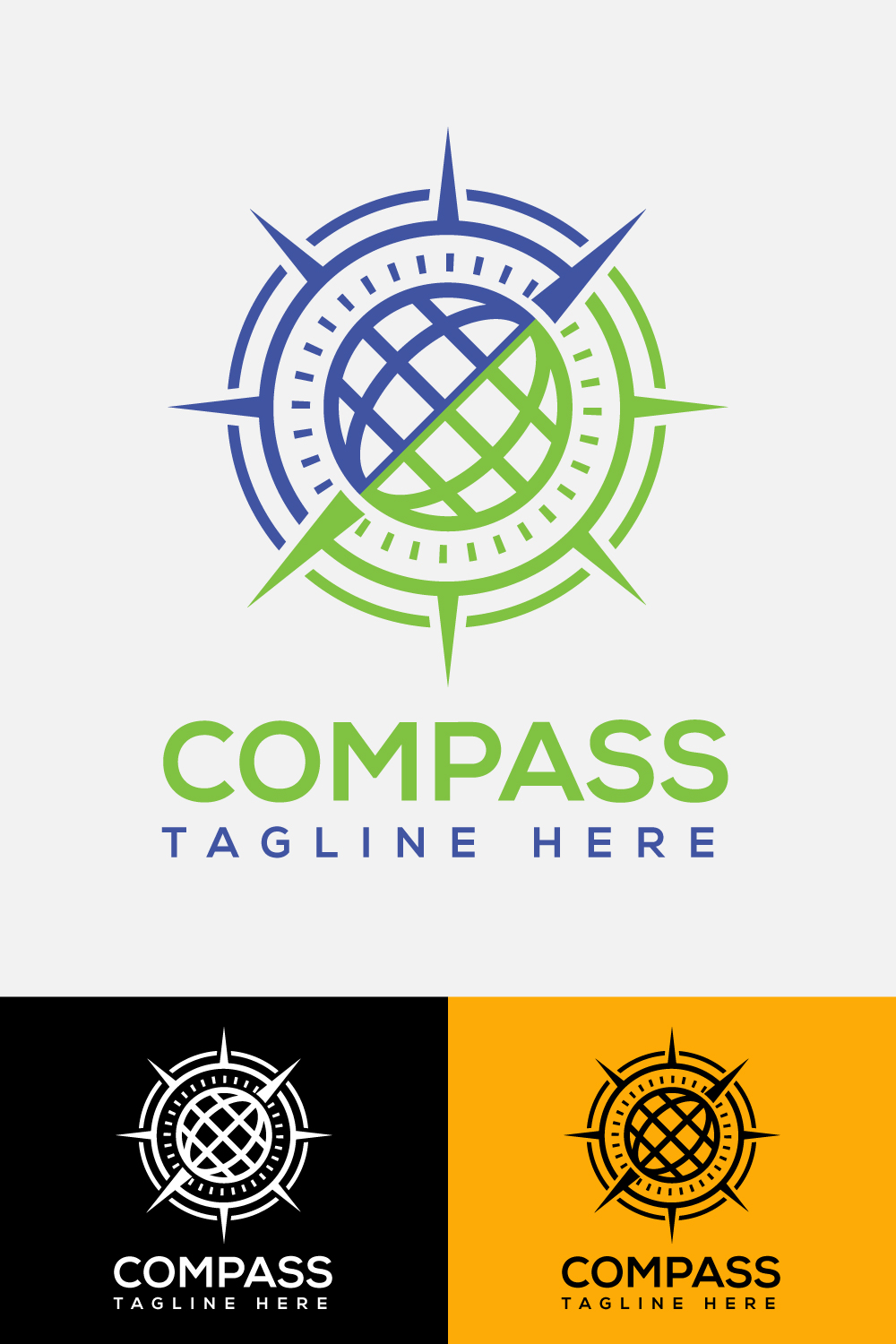 Collection of images of exquisite round logos, in the form of a compass.