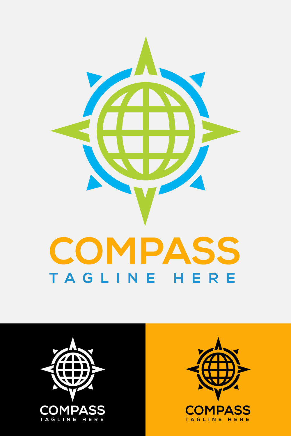 Pack of images of amazing round logos in the form of a compass.