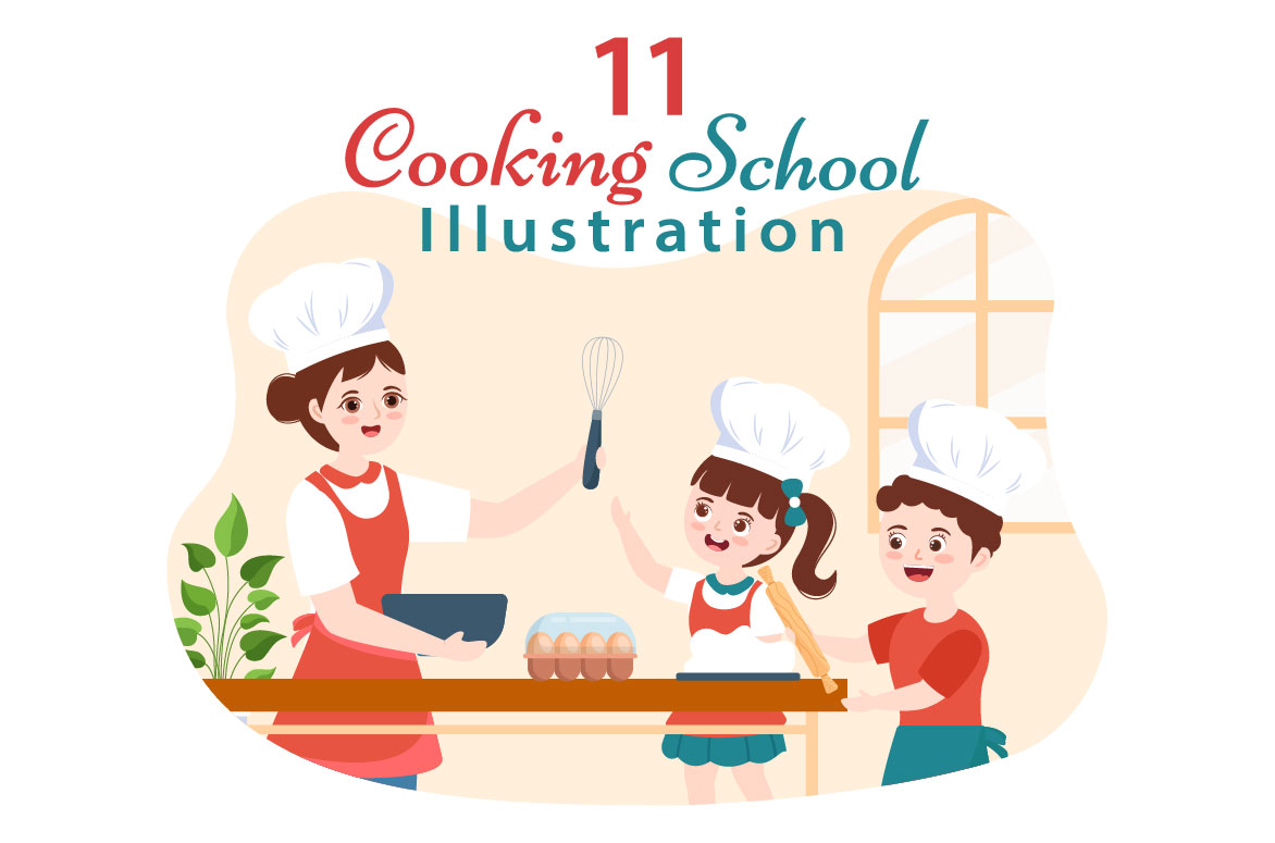 An adorable image with children being taught by the chef to cook.