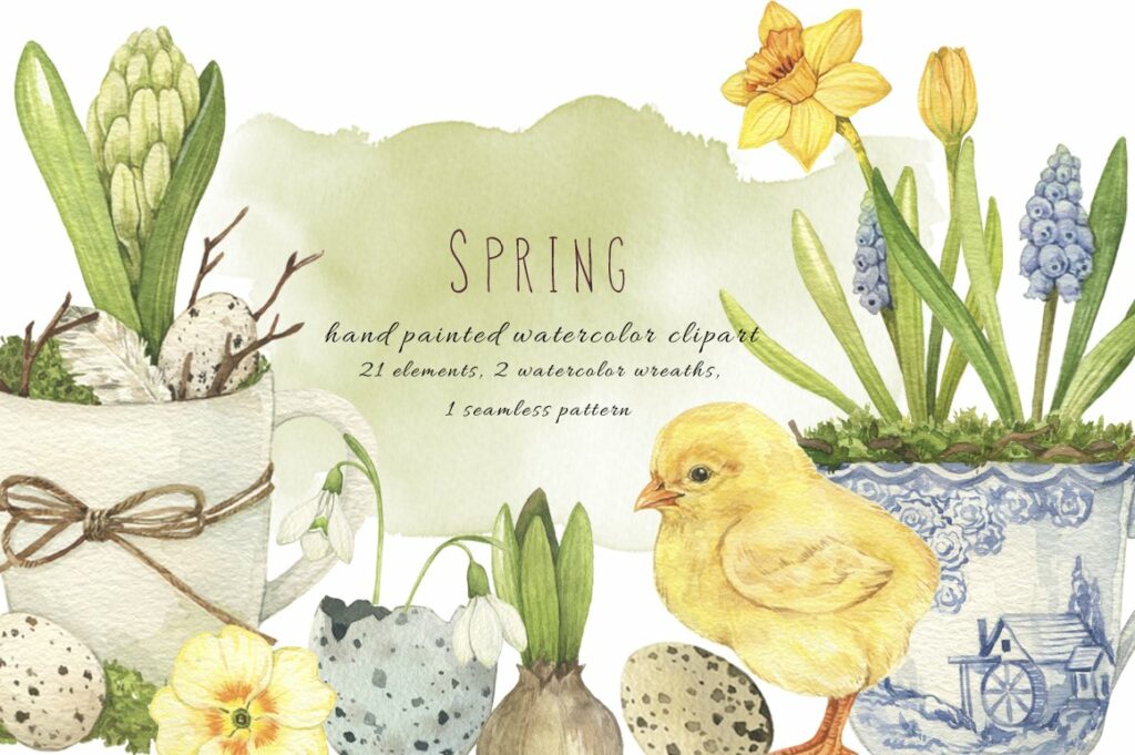 Watercolour Reference Spring Spring Watercolor Set – MasterBundles