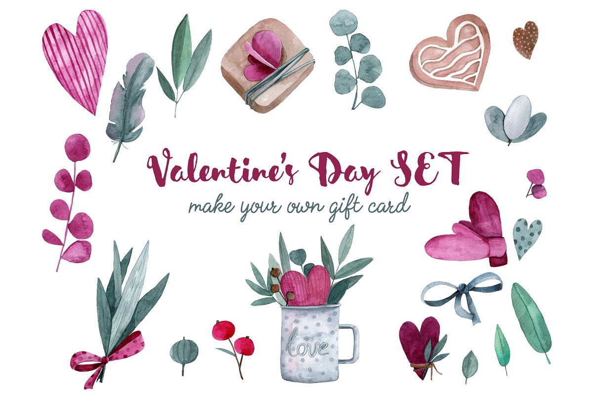 Cover image of Valentine's Watercolor Set.