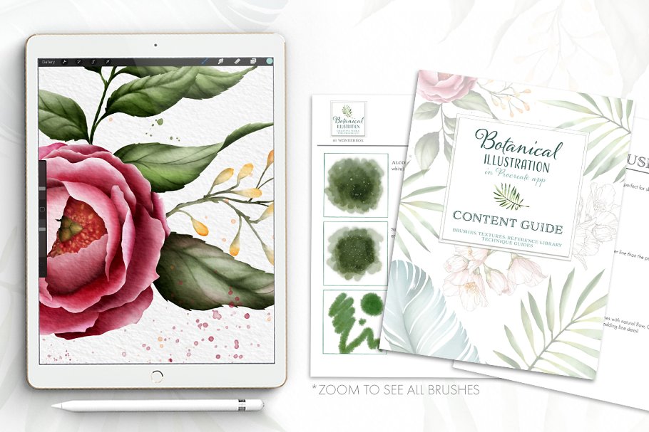 Cover image of Procreate Watercolor Botanical Kit.