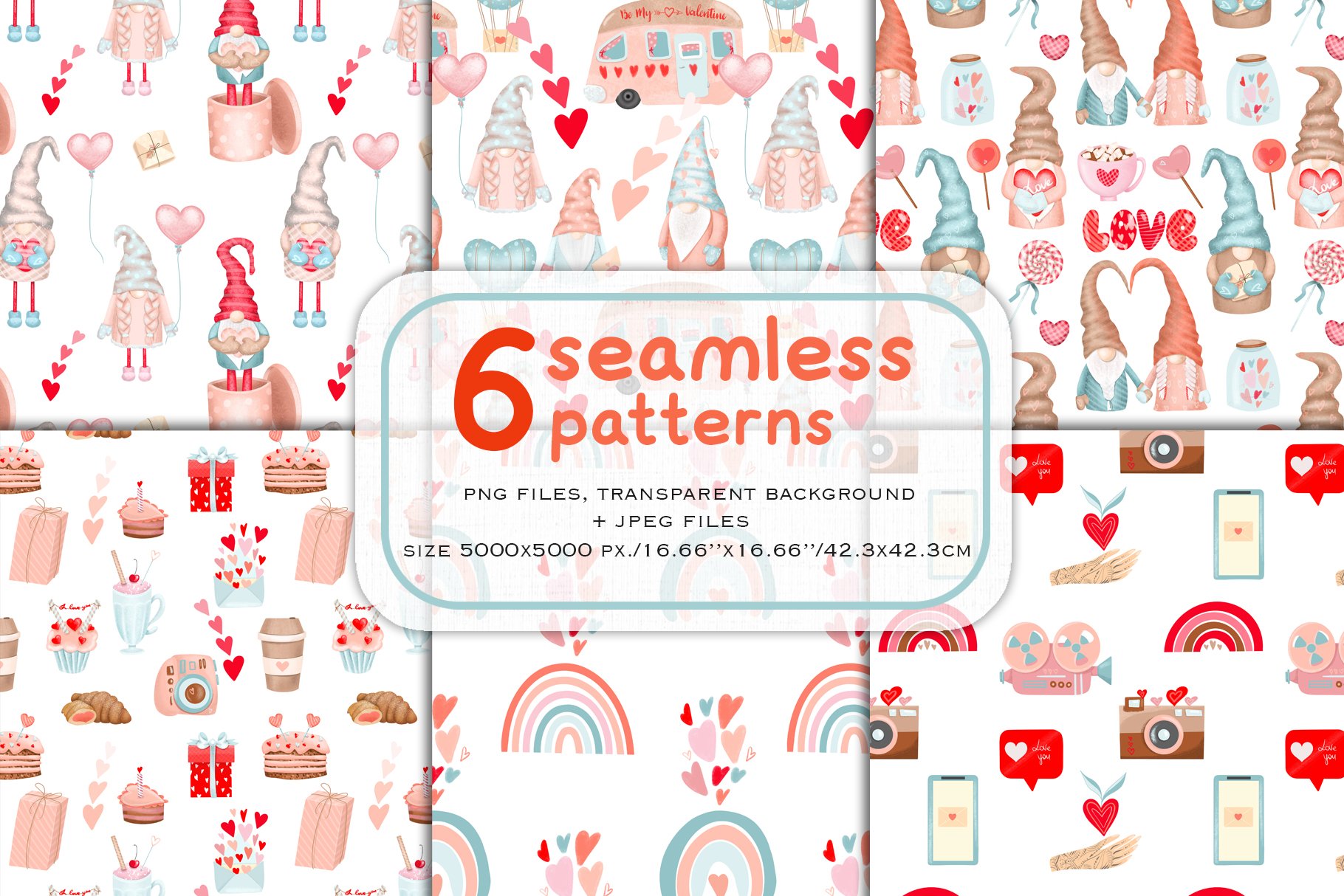 You will get 6 themed seamless patterns.