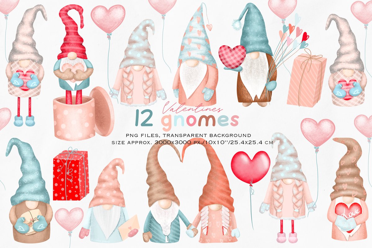 Cute gnomes on the transparent background.