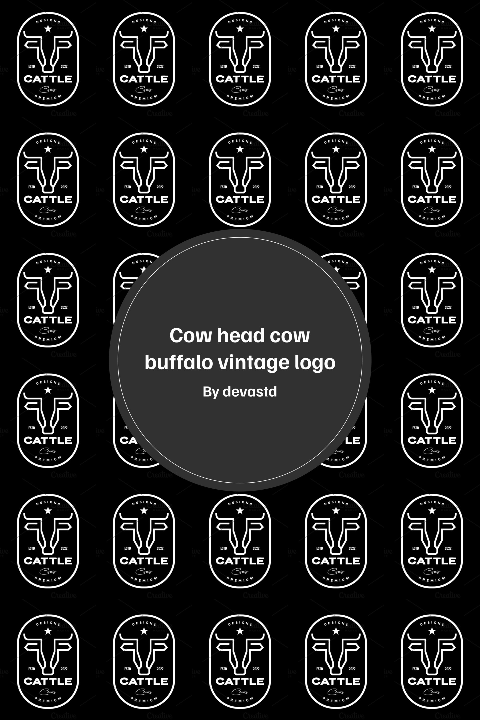 cow head cow buffalo vintage logo 03 22