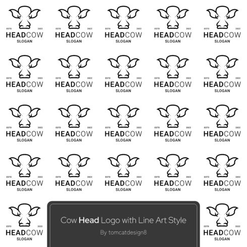 Cow Head Logo with Line Art Style.