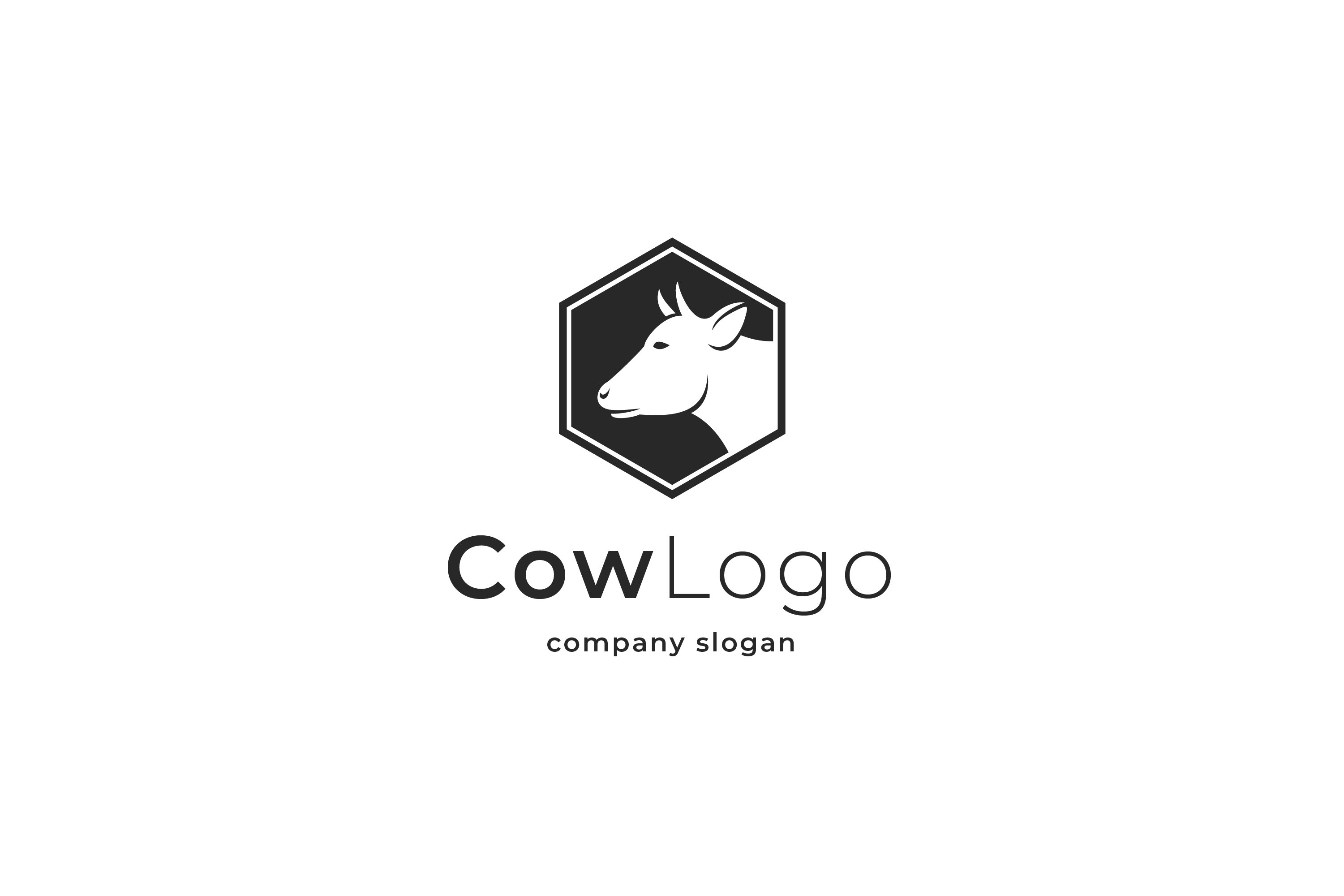 Minimalistic farm logo with a cow in a BW style.