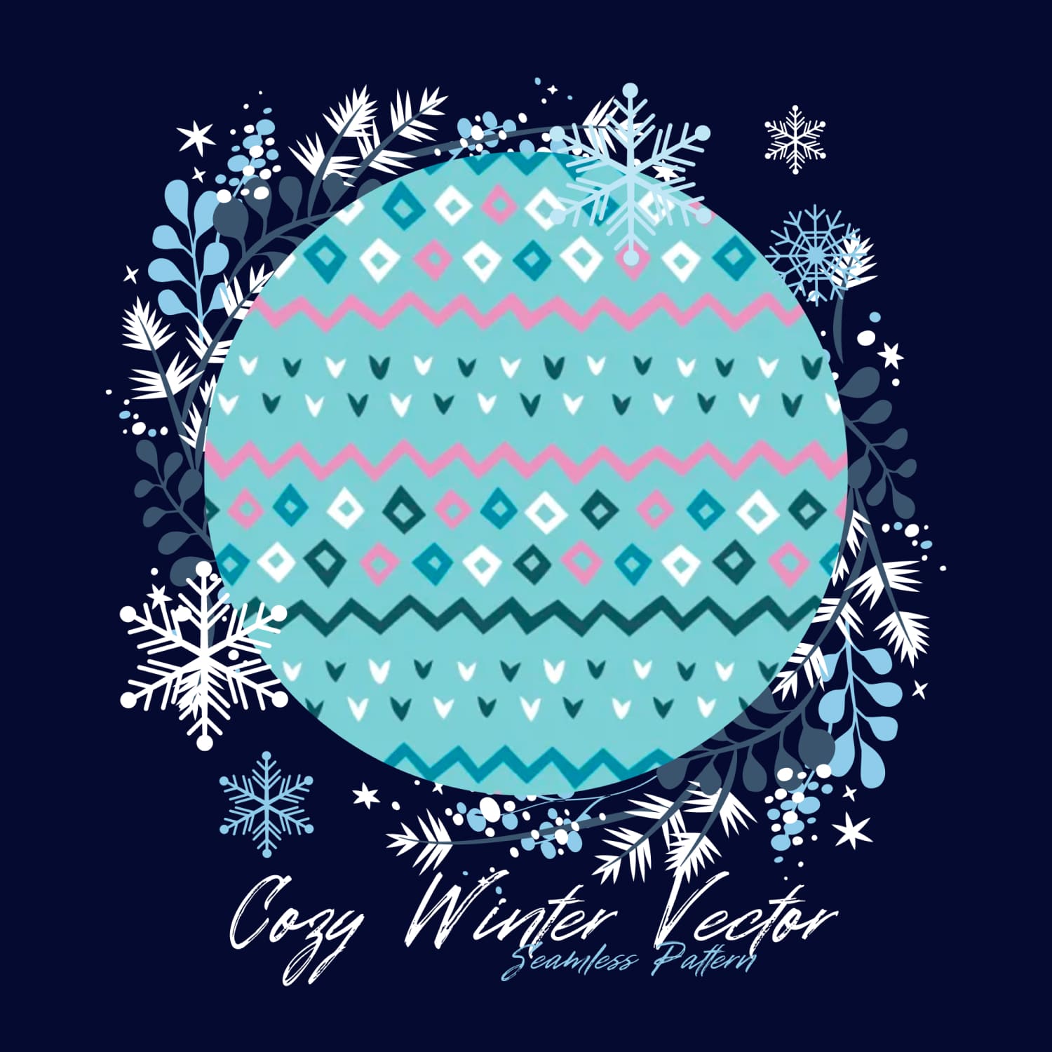 Cozy Winter Vector Seamless Pattern - main image preview.