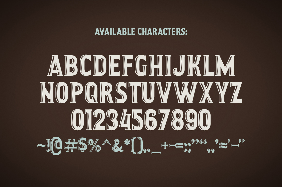 Craft Beer Typeface available characters.