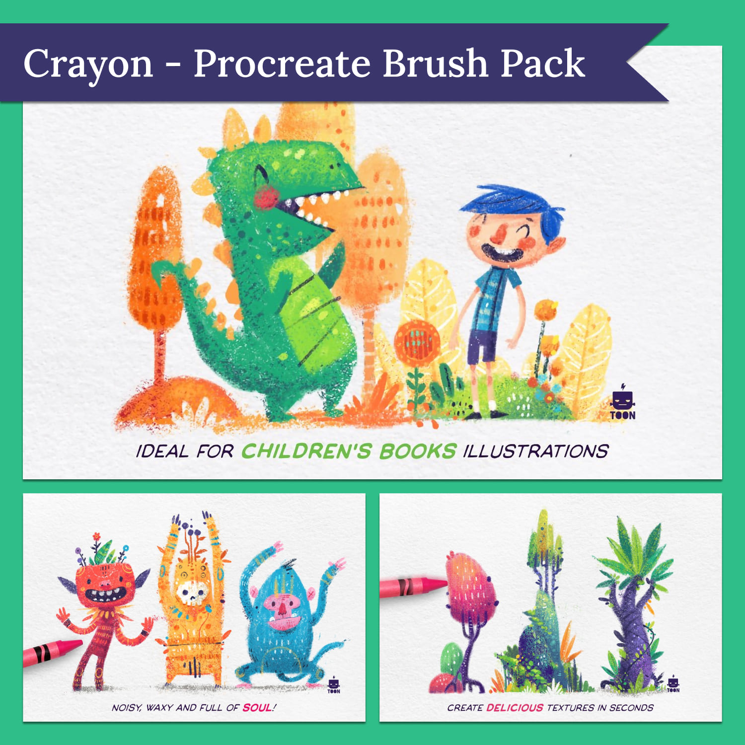 Texture Brush Pack for Procreate, Procreate Crayon Brushes