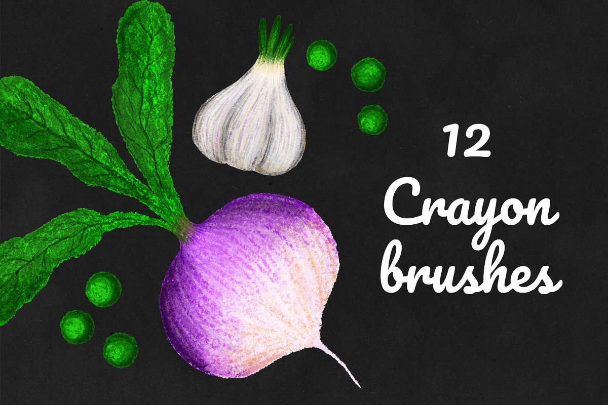 There are 12 crayon brushes.