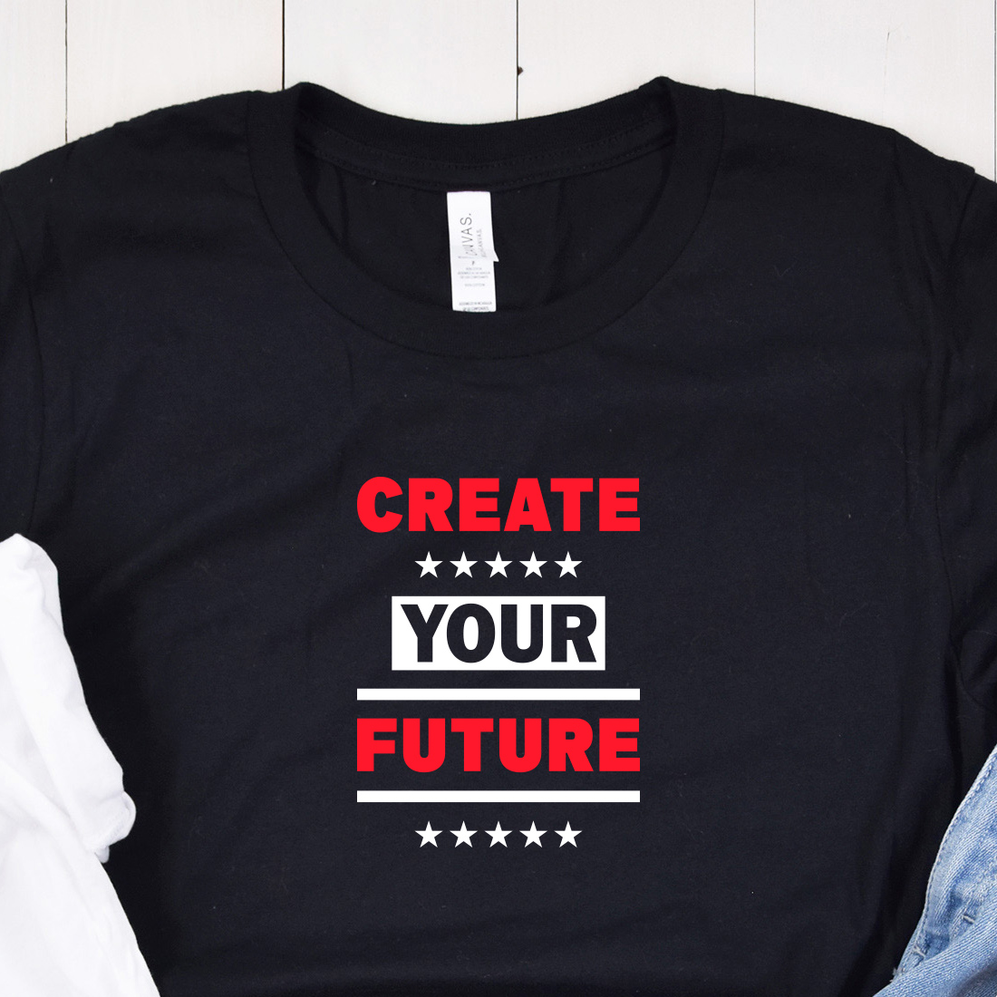 Create Your Future Typography T-Shirt Design presentation.