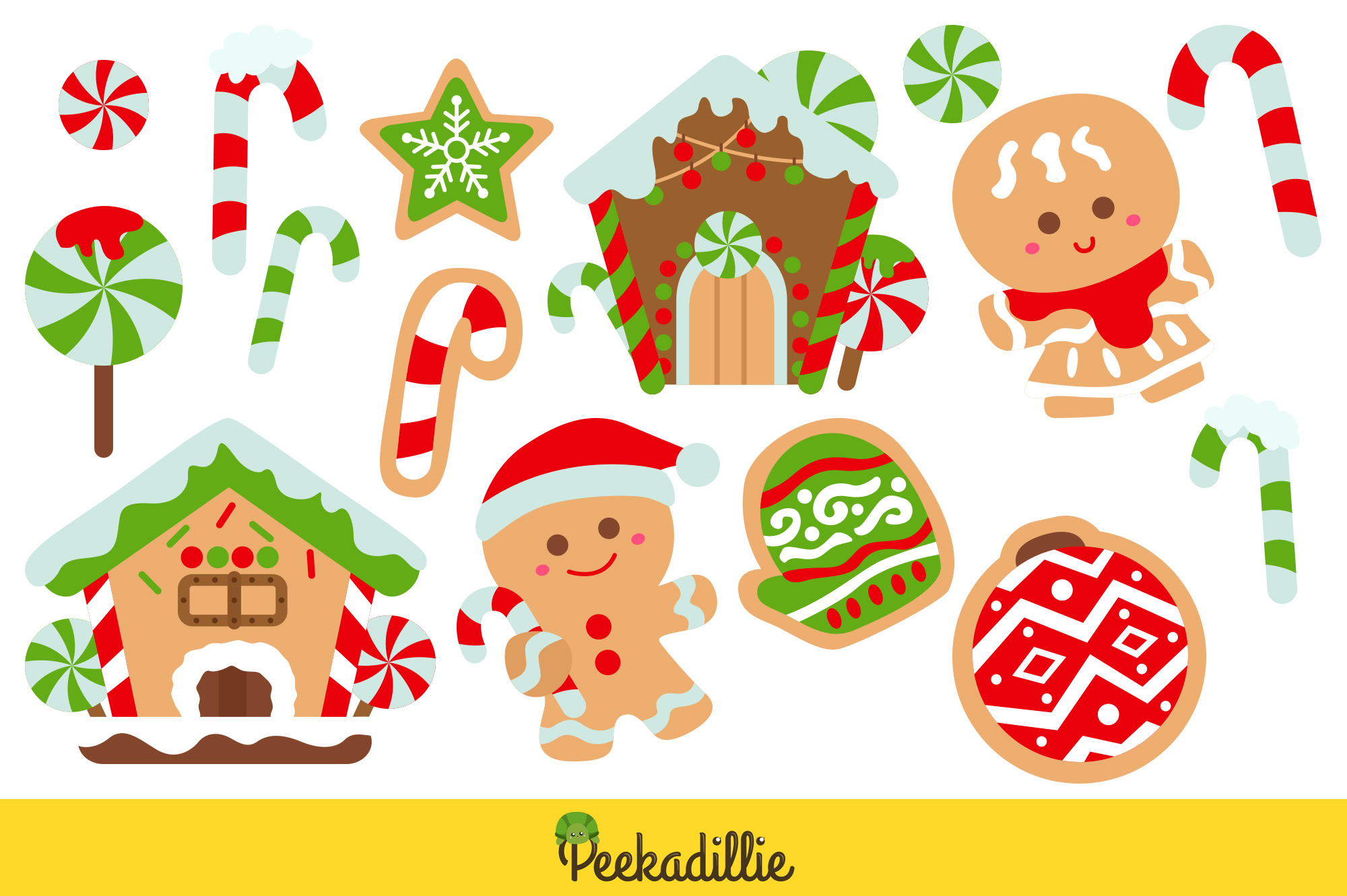 Cover image of Gingerbread Christmas Vector Cartoon Festive Illustrations.