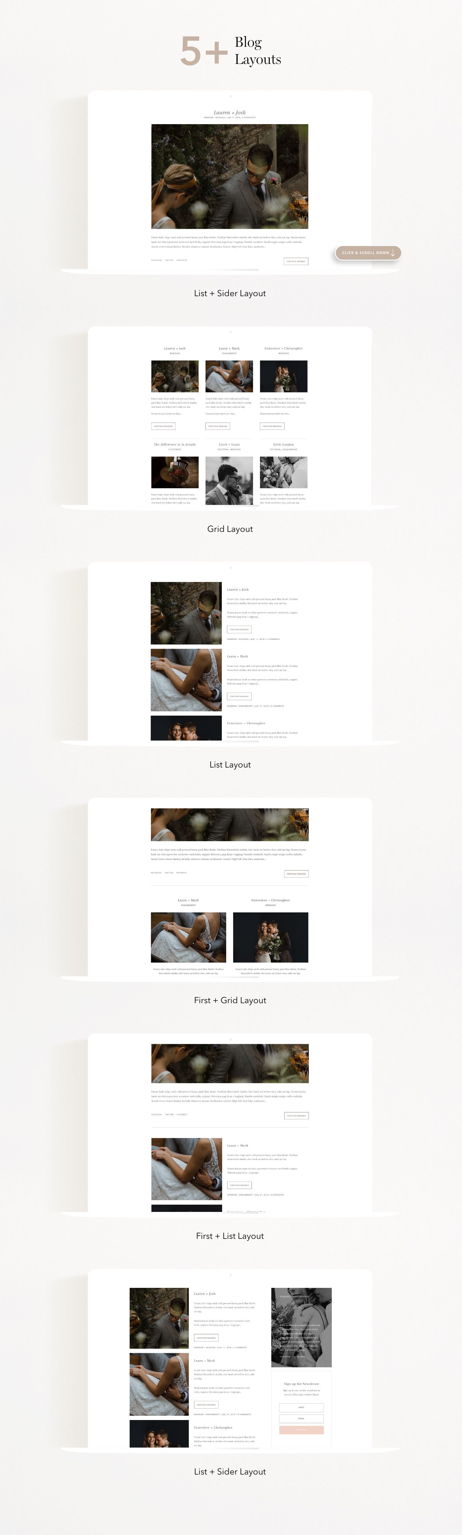 Minimalistic blog layouts collection.