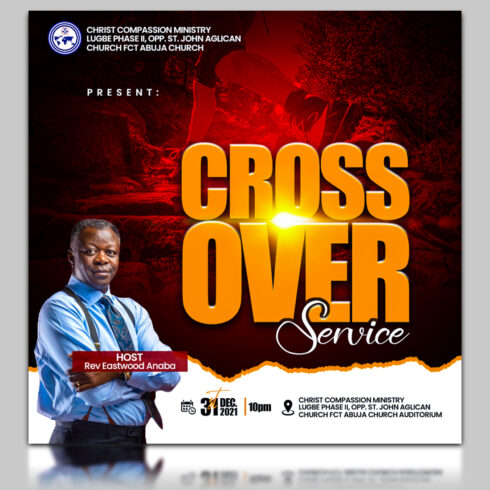 Awesome Cross Over Service Church Flyer Template - main image preview.