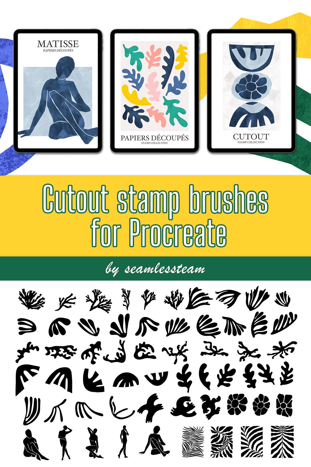 Cutout Stamp Brushes For Procreate - pinterest image preview.