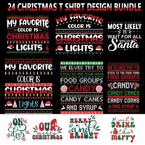 24 Merry Christmas T-Shirt Designs Bundle - main image preview.