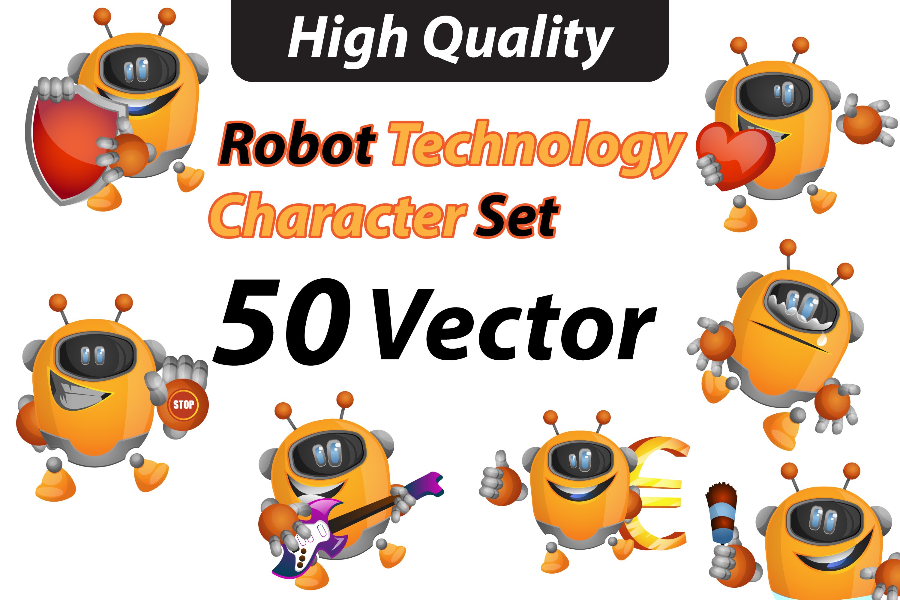 Funny and happy robots collection.